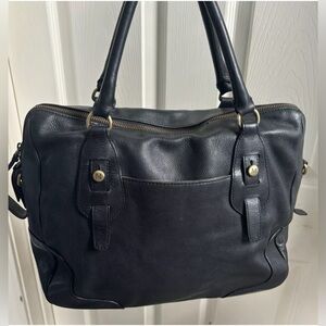 Margot Black Leather Zip Tote Shoulder Bag Handbag Office / Travel Bag Large